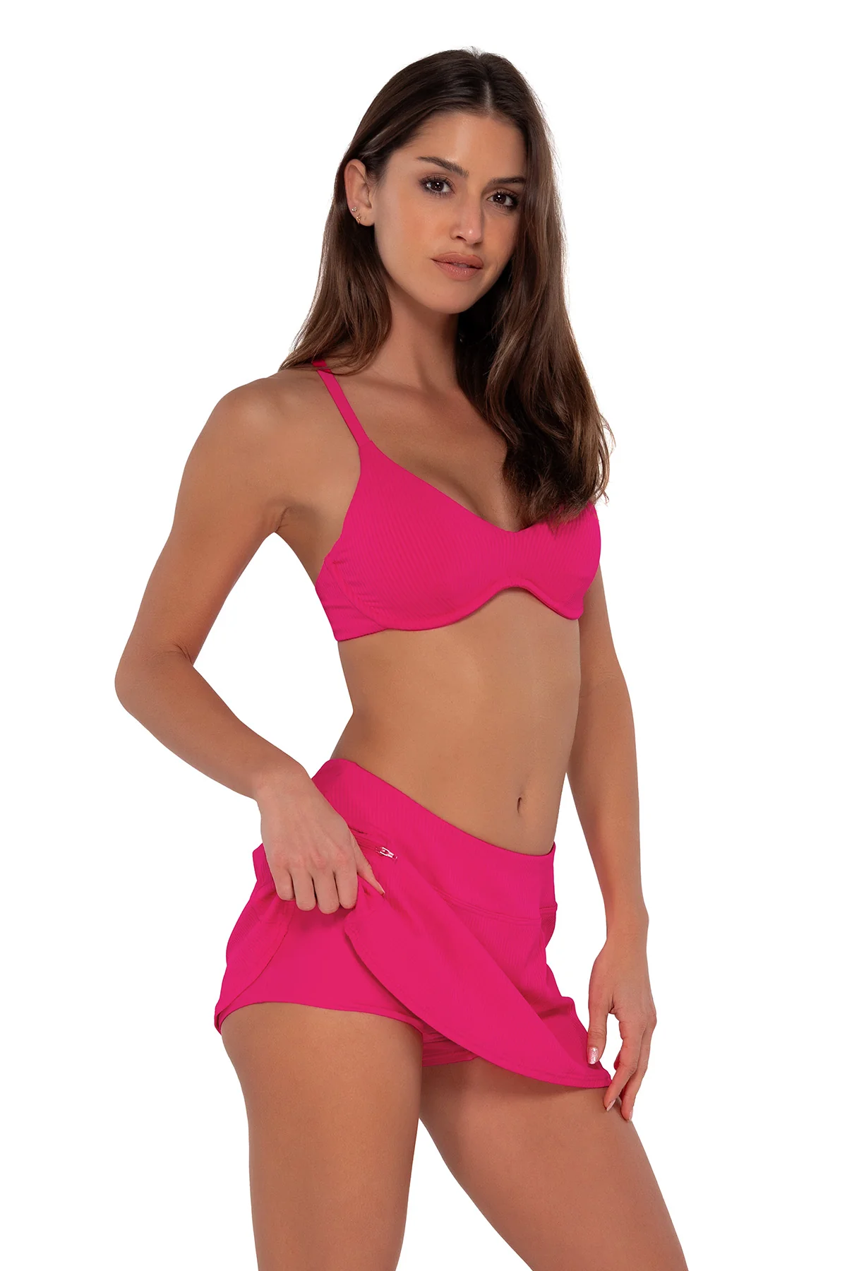 Sunsets Begonia Sandbar Rib Sporty Swim Skirt - Image 5