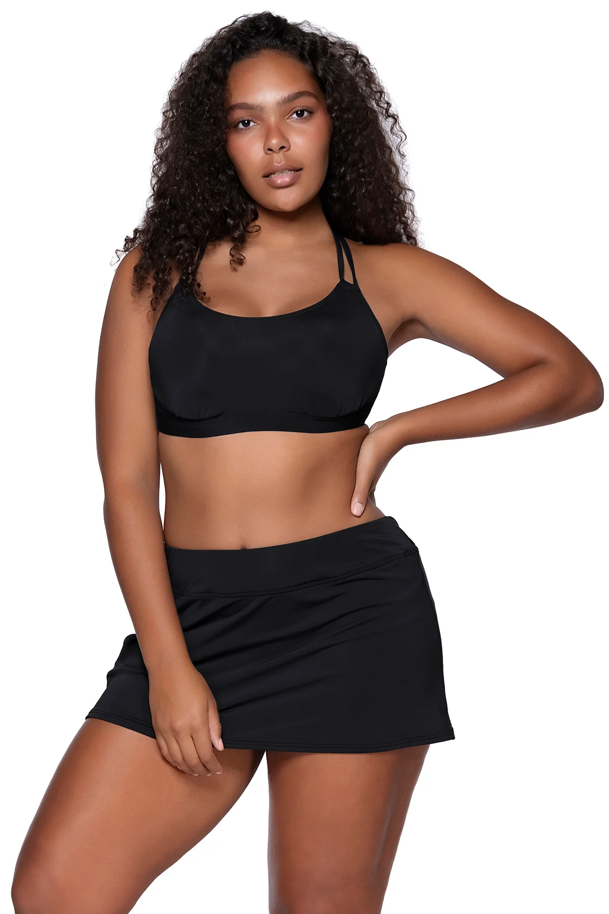 Sunsets Black Sporty Swim Skirt - Image 5