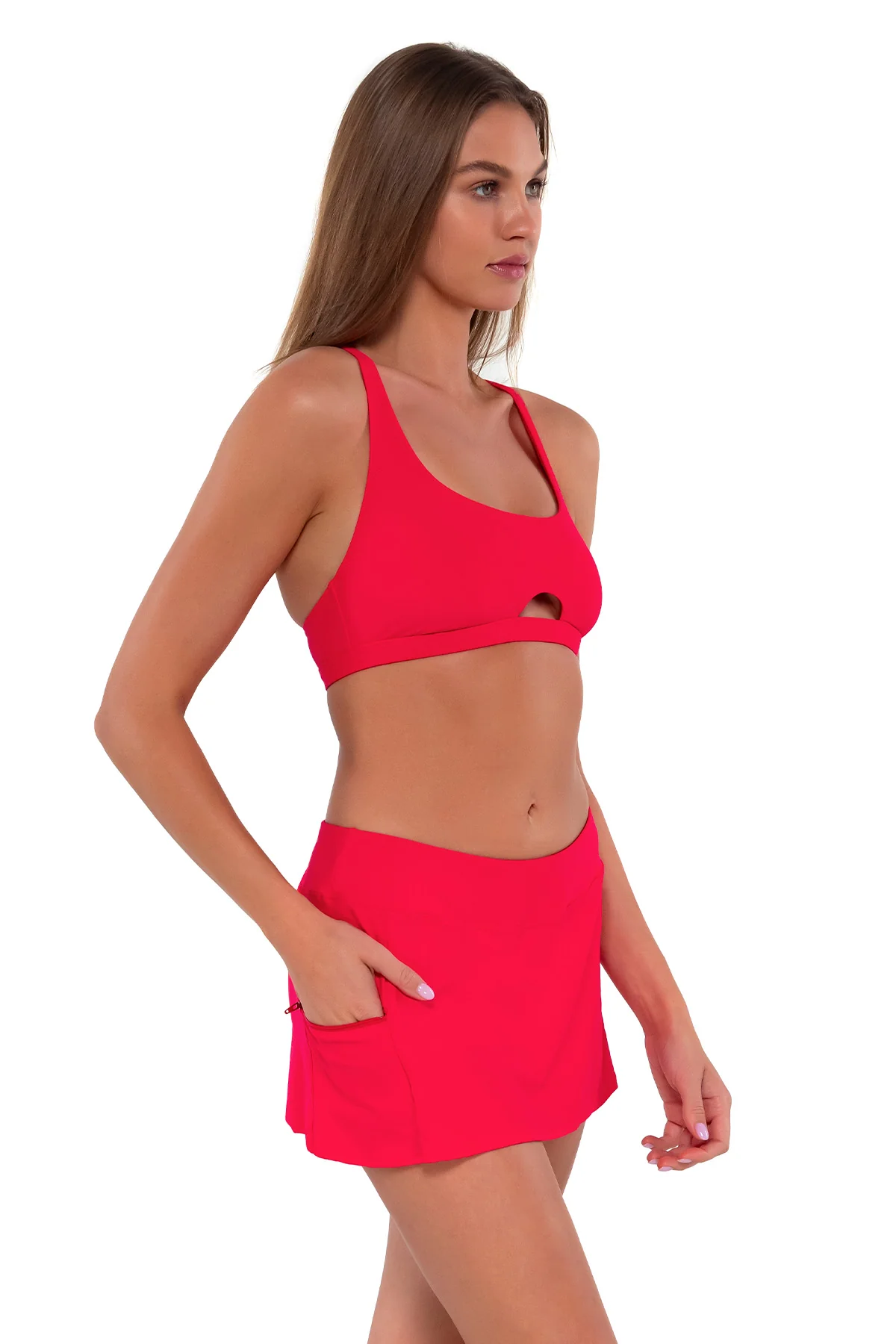 Sunsets Geranium Sporty Swim Skirt - Image 6